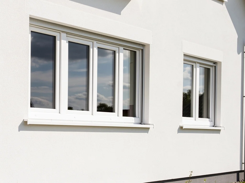 Pose de fenêtres PVC double vitrage sur une maison rénovée